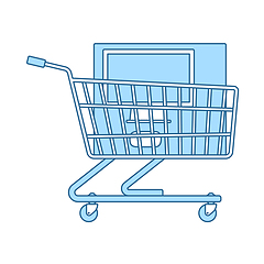 Image showing Shopping Cart With PC Icon