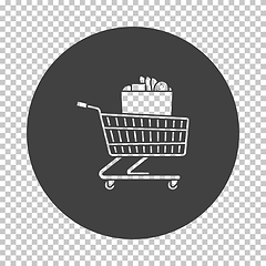 Image showing Shopping Cart With Bag Of Food Icon