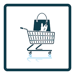 Image showing Shopping Cart With Bag Of Cosmetics Icon