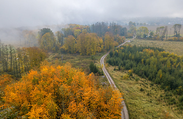 Image showing Aerial view of autumn countryside, traditional fall landscape in central Europe