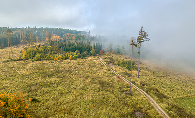 Image showing Aerial view of autumn countryside, traditional fall landscape in central Europe