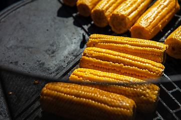 Image showing A professional cook prepares corn