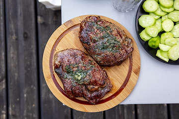 Image showing freshly grilled steaks