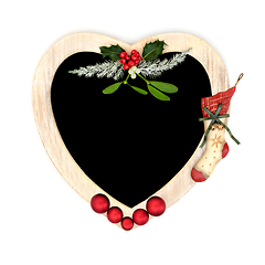 Image showing Christmas Heart Wreath and Tree Bauble Decorations