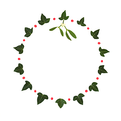 Image showing Christmas Winter Wreath with Traditional Flora