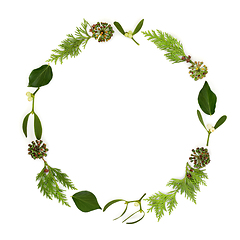 Image showing Traditional Winter Christmas Flora Wreath