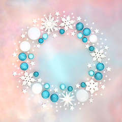 Image showing Christmas Snowflake and Bauble Wreath Design 