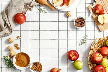 Image showing Culinary background, thanksgiving or Christmas cooking, top view