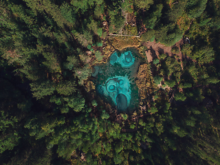 Image showing Geyser blue, silver lake with thermal springs