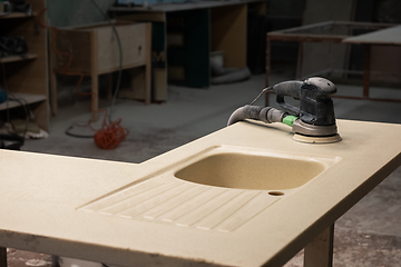 Image showing Stone sink furniture production