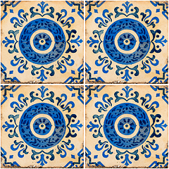 Image showing Traditional Portuguese glazed tiles