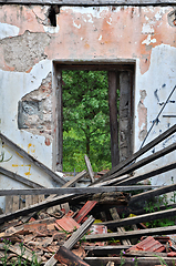 Image showing collapsed roof abandoned house