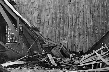 Image showing collapsed roof house