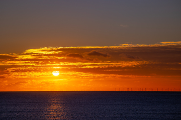 Image showing December Sunset with Rampion Wind Farm