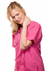 Image showing Nurse with neck pain