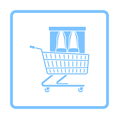 Image showing Shopping Cart With Shoes In Box Icon