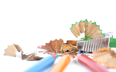 Image showing Pencils and sharpener