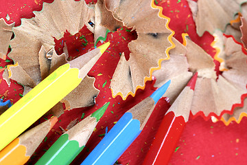 Image showing Pencils and wood shavings