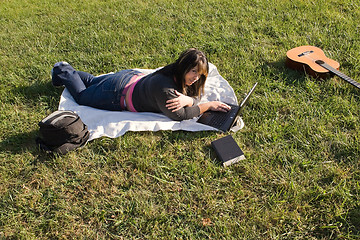 Image showing Girl Using a Laptop