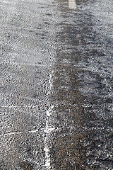 Image showing narrow winter road , closeup