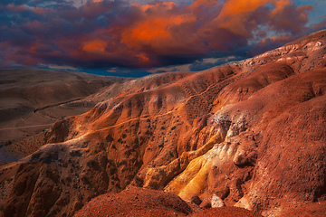 Image showing Mars landscape with sunset