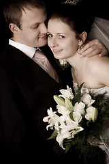 Image showing Bride and groom kissing