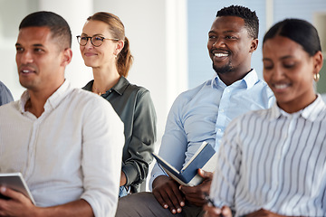 Image showing Diversity, staff and workshop for employees meeting and training for business growth, seminar and team building for policy and group project. Staff, teamwork or collaboration, feedback or connect.