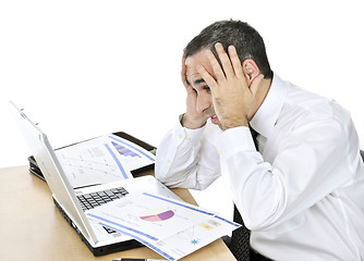 Image showing Businessman at his desk on white background