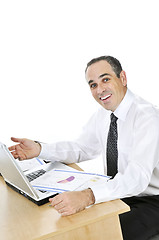 Image showing Businessman at his desk on white background