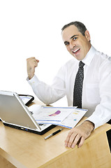 Image showing Businessman at his desk on white background