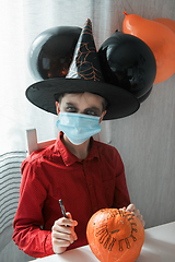 Image showing Halloween carnival with new reality with pandemic concept.