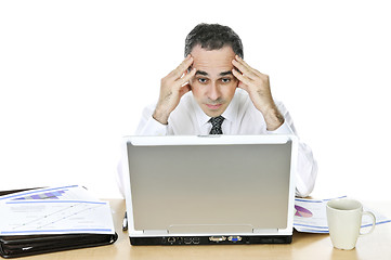 Image showing Businessman at his desk on white background