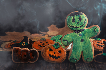 Image showing Ginger biscuits for Halloween