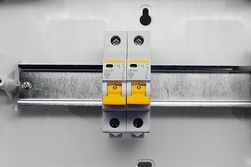 Image showing Din rail circuit breakers.