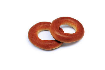 Image showing Two bagels on white.