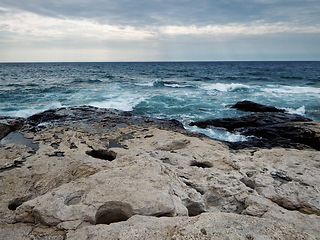 Image showing Rough coast of the Caspian Sea.