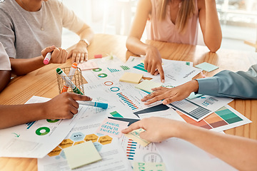 Image showing Business meeting, growth and development strategy for corporate financial success, creative marketing and advertising strategy. Finance team, planning and talk together to create group collaboration