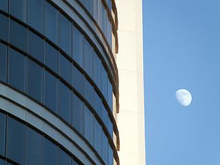 Image showing Skyscraper and moon