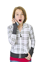 Image showing Teenage girl talking on phone