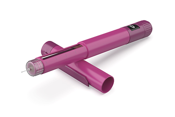 Image showing Purple insulin injector pen
