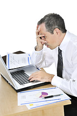 Image showing Businessman at his desk on white background