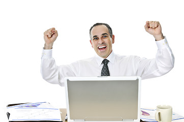 Image showing Businessman at his desk on white background