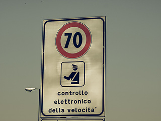 Image showing Vintage looking Maximum speed sign