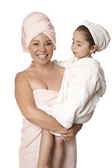 Image showing Mother and daughter body care