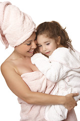 Image showing Doting mother and daughter bathtime