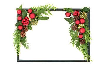 Image showing Christmas Background Frame Winter Greenery Festive Decorations