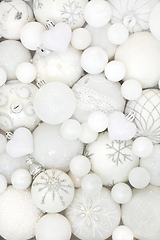 Image showing Christmas White Bauble Abstract Background 