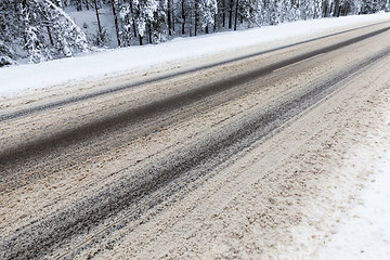 Image showing narrow winter road