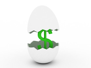 Image showing Dollar sign in egg