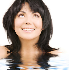 Image showing happy woman looking up in water